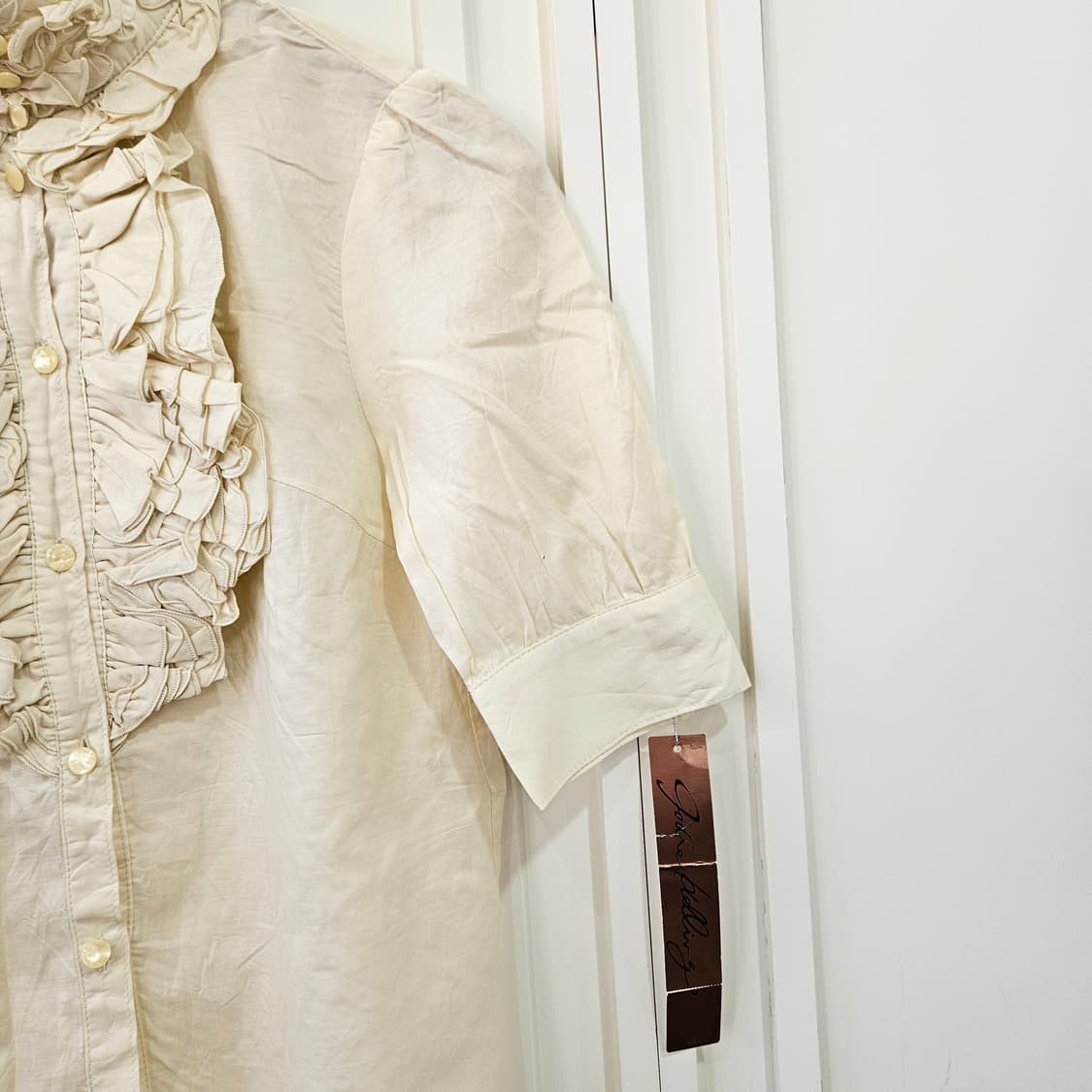 아이보리 프릴 블라우스 반팔 셔츠 상품이미지4