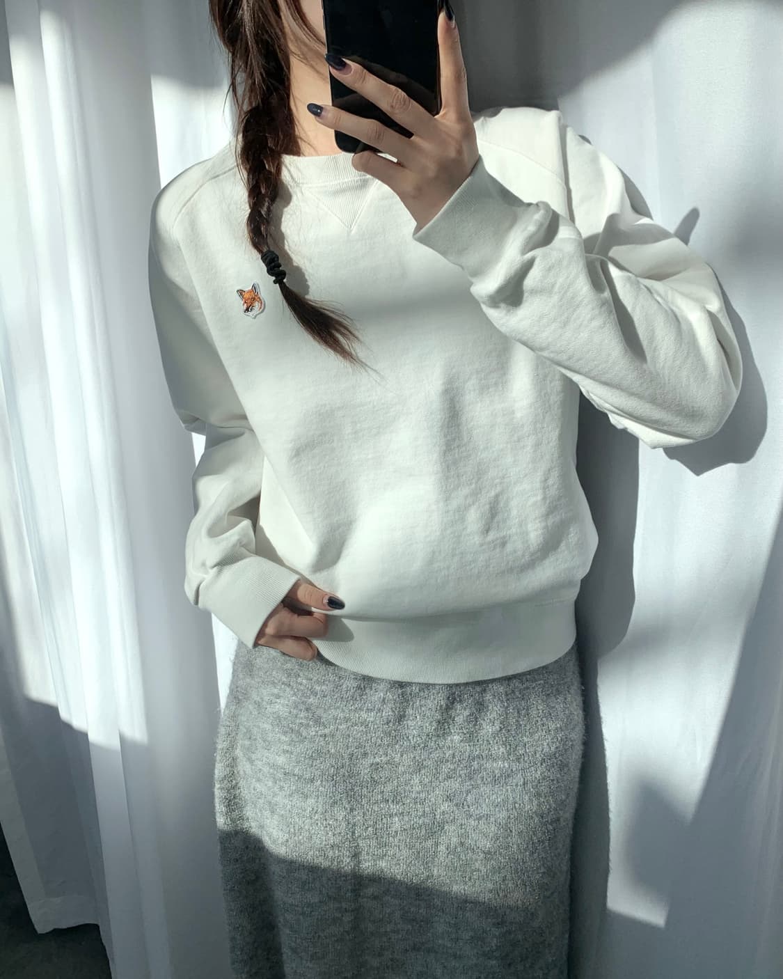 Maison Kitsune 메종키츠네 폭스패치로고 아이보리컬러 맨투맨 상품이미지2