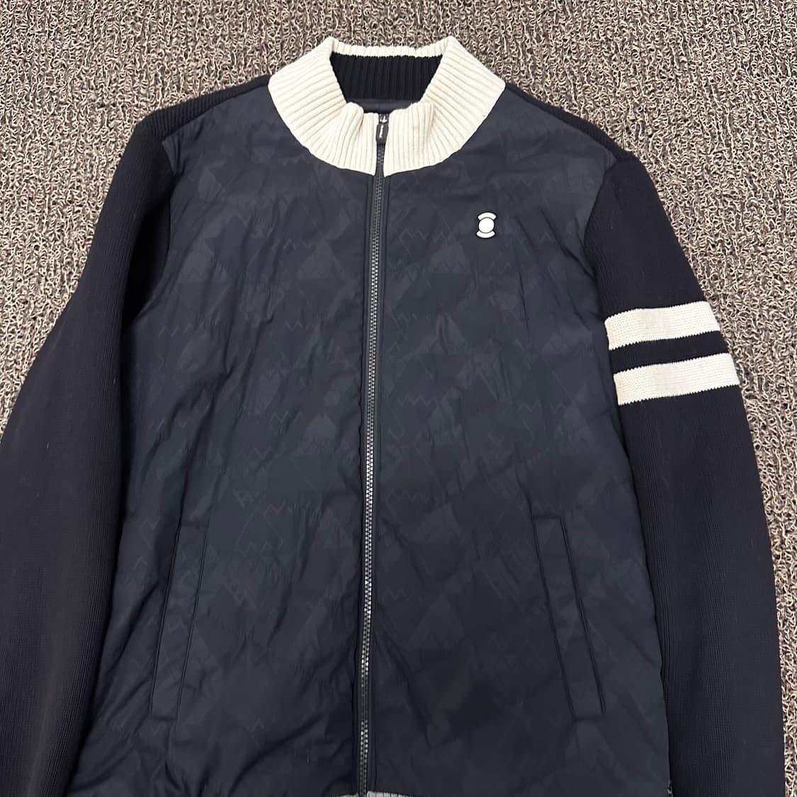 와이드앵글 남성 골프웨어 니트 집업 점퍼 블랙 100(L) 상품이미지2