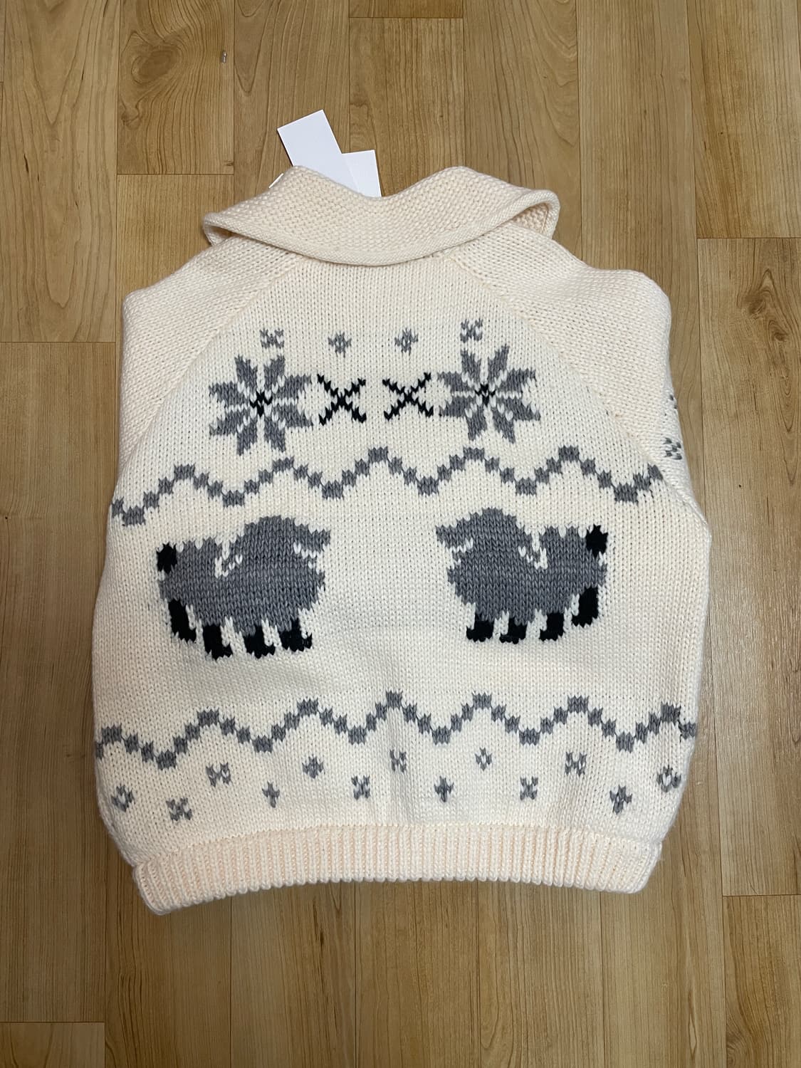 제너럴아이디어 울 블랜드 코위찬 니트 점퍼 아이보리 M 새상품 상품이미지10