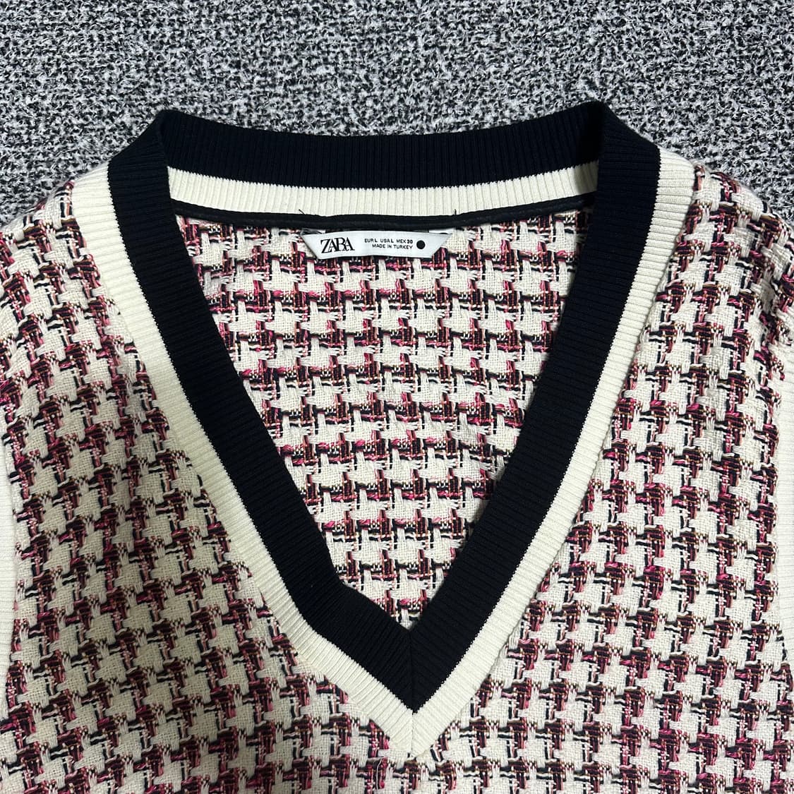 (L) 자라 트위드 니트 조끼 베스트 상품이미지2