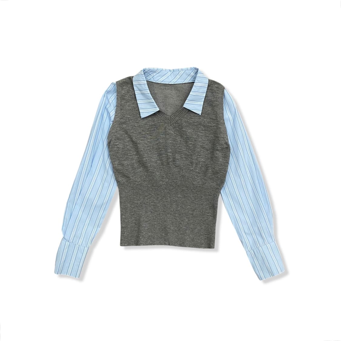 Vest Layered Blue Stripe Shirt 상품이미지1