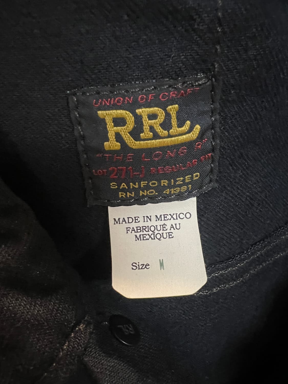 Rrl lot 271 더블알엘 데님 자켓 블랙 흑청 M 멕시코 상품이미지2