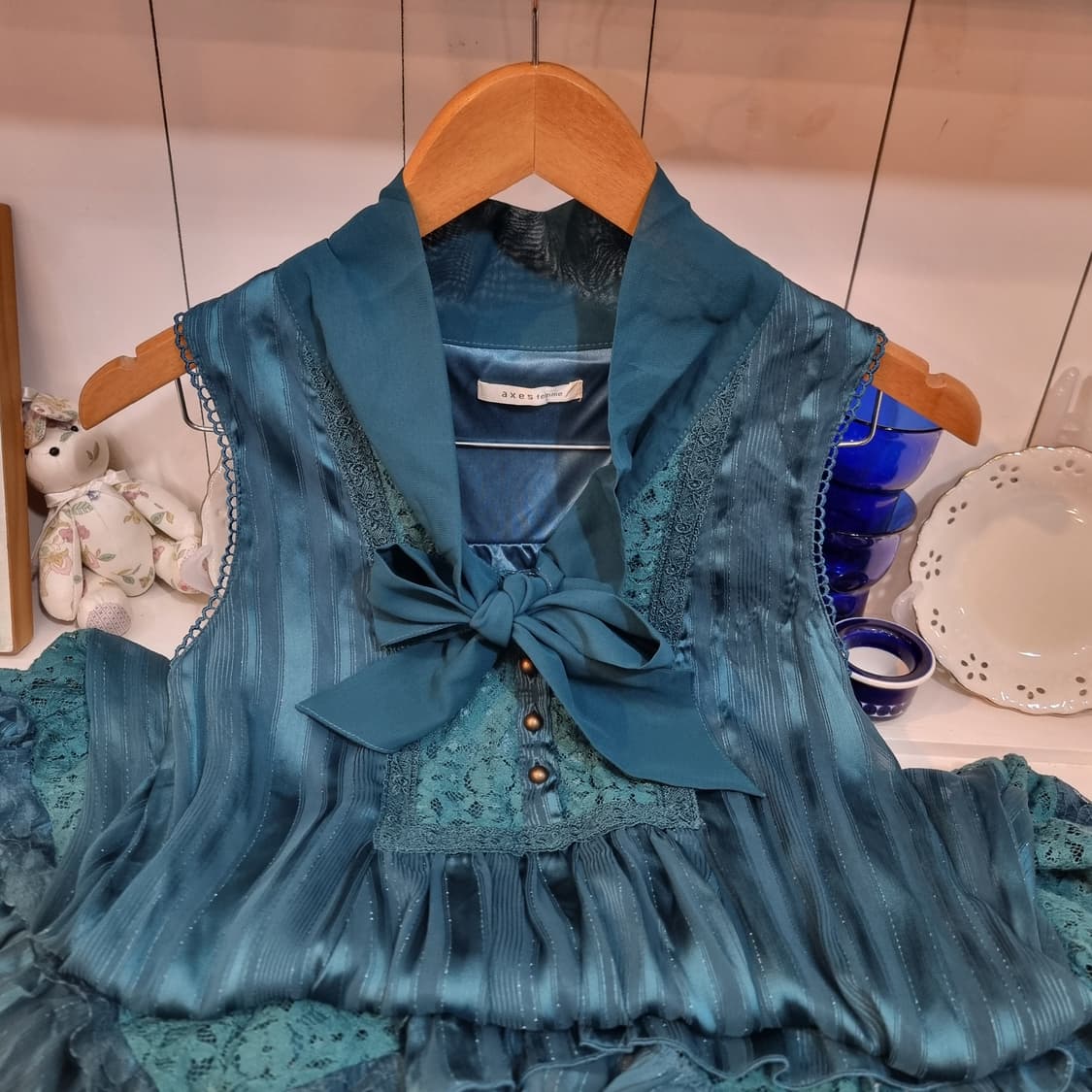 axes femme(악시즈팜) 딥틸 리본 레이스 쉬폰 원피스 상품이미지4