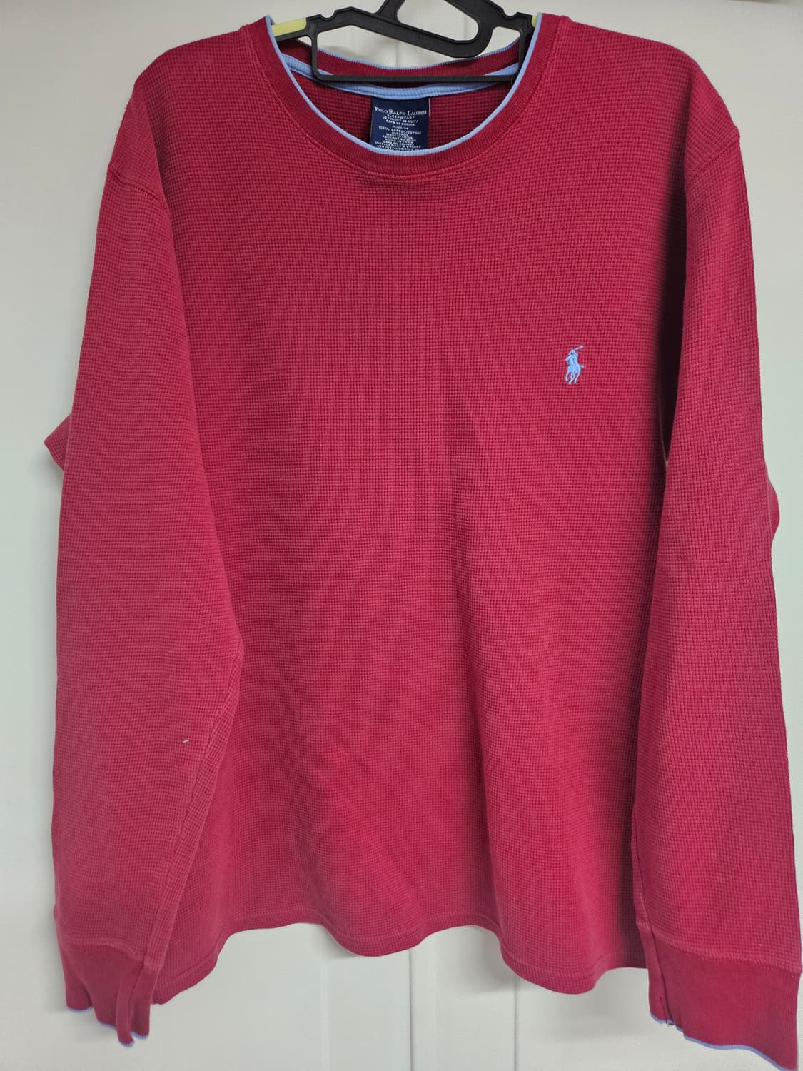 폴로 랄프로렌 레드 와플 긴팔티 M 상품이미지1