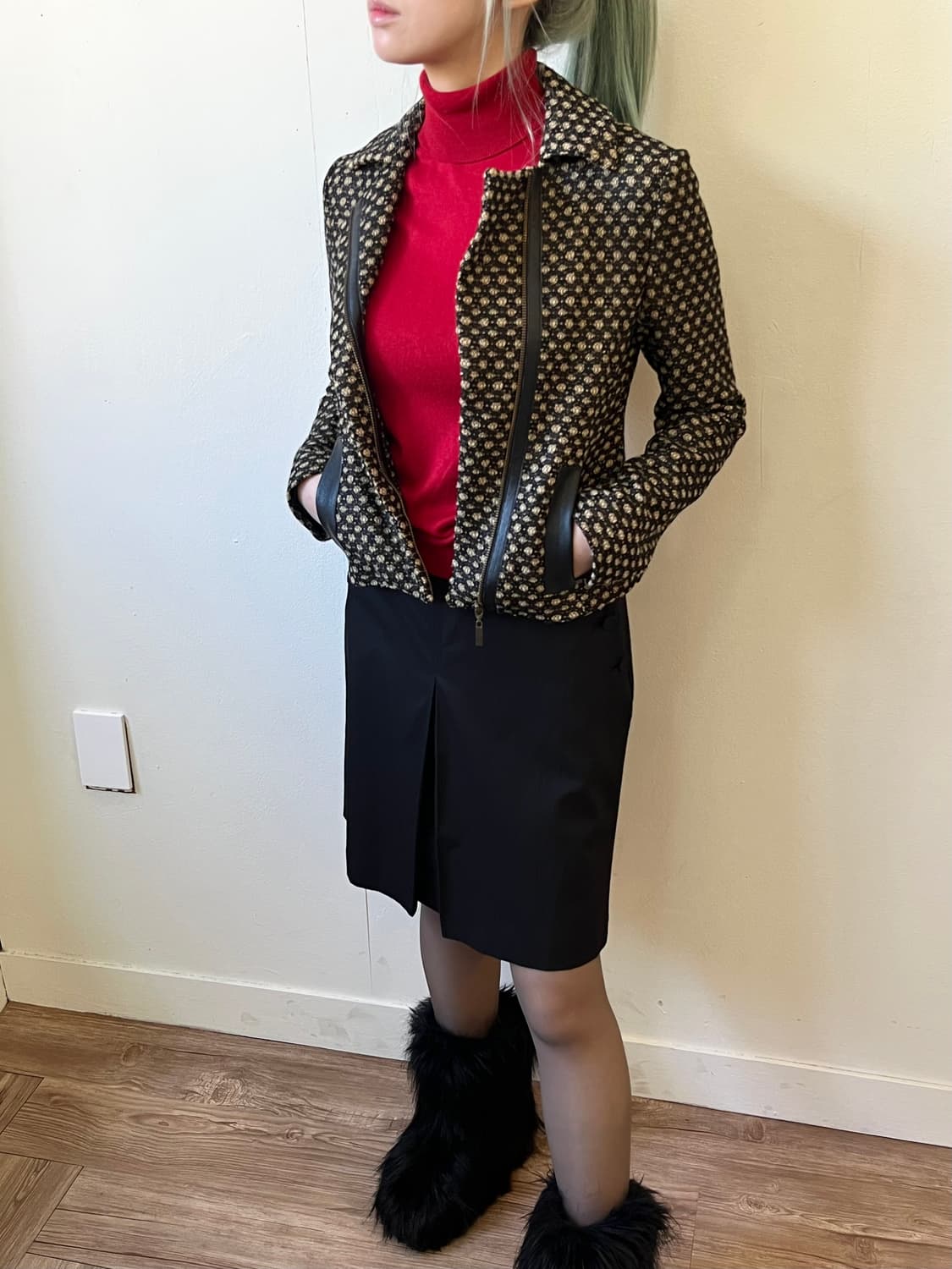 nanette lepore 도트 레더 트위드 자켓 상품이미지6