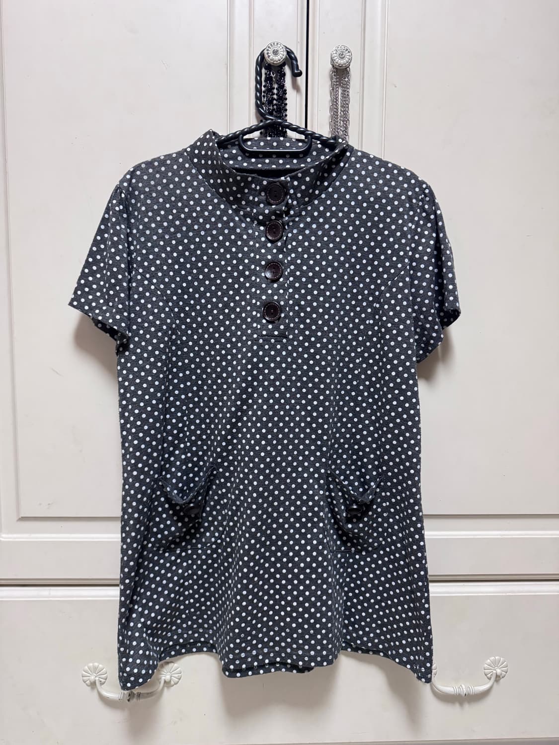 빈티지 모리걸 하구미 니혼진 레이어드 도트 목폴라 상의 세트 상품이미지3