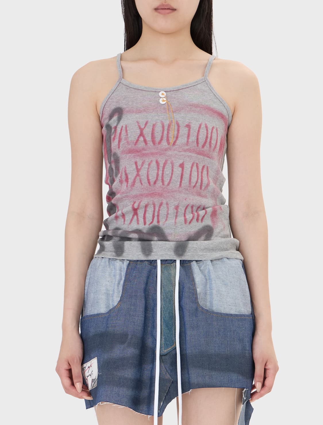 팩스 PPP 버튼 슬리브리스 탑 그레이 상품이미지1