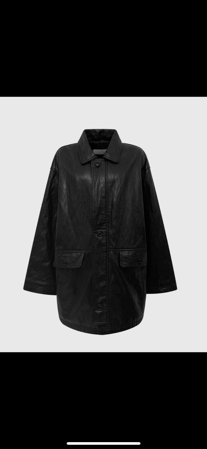메이비베이비 블랙 레더 오버핏 자켓, 가죽자켓 상품이미지5