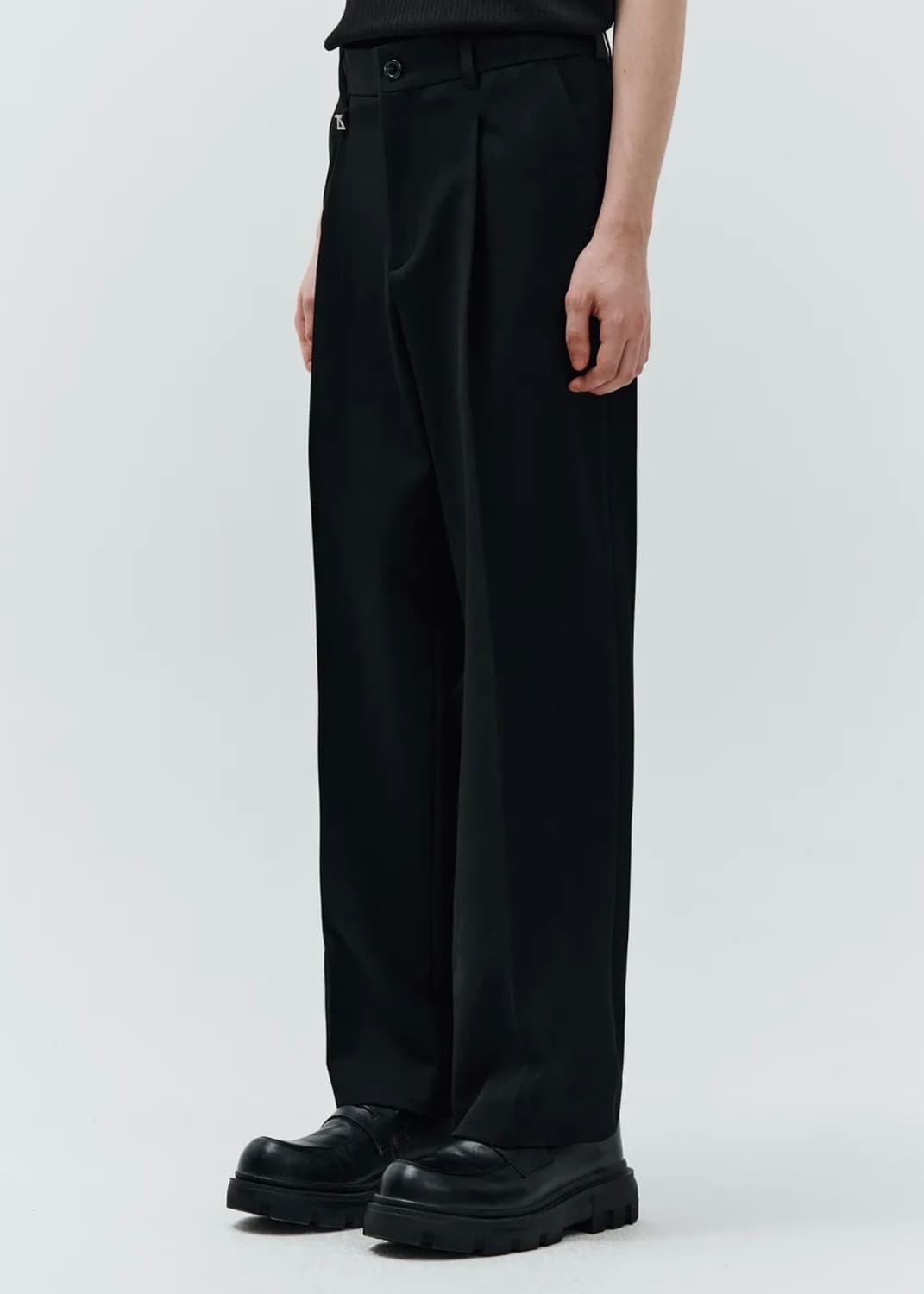 지오송지오 타임리스 세미와이드 팬츠 블랙 상품이미지2