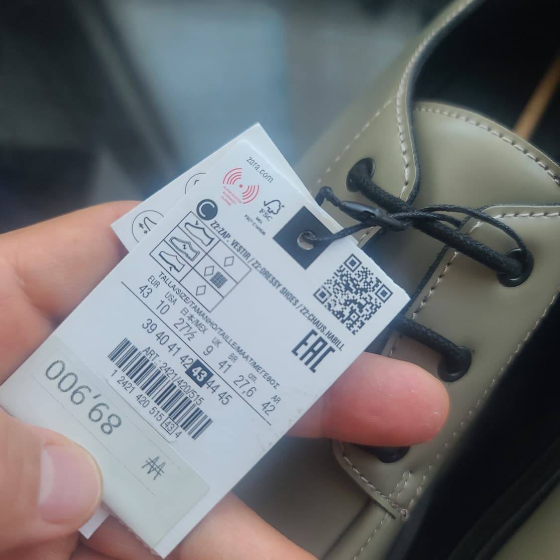 자라 zara 스퀘어토 구두 43싸이즈 새상품 팝니다. 상품이미지2