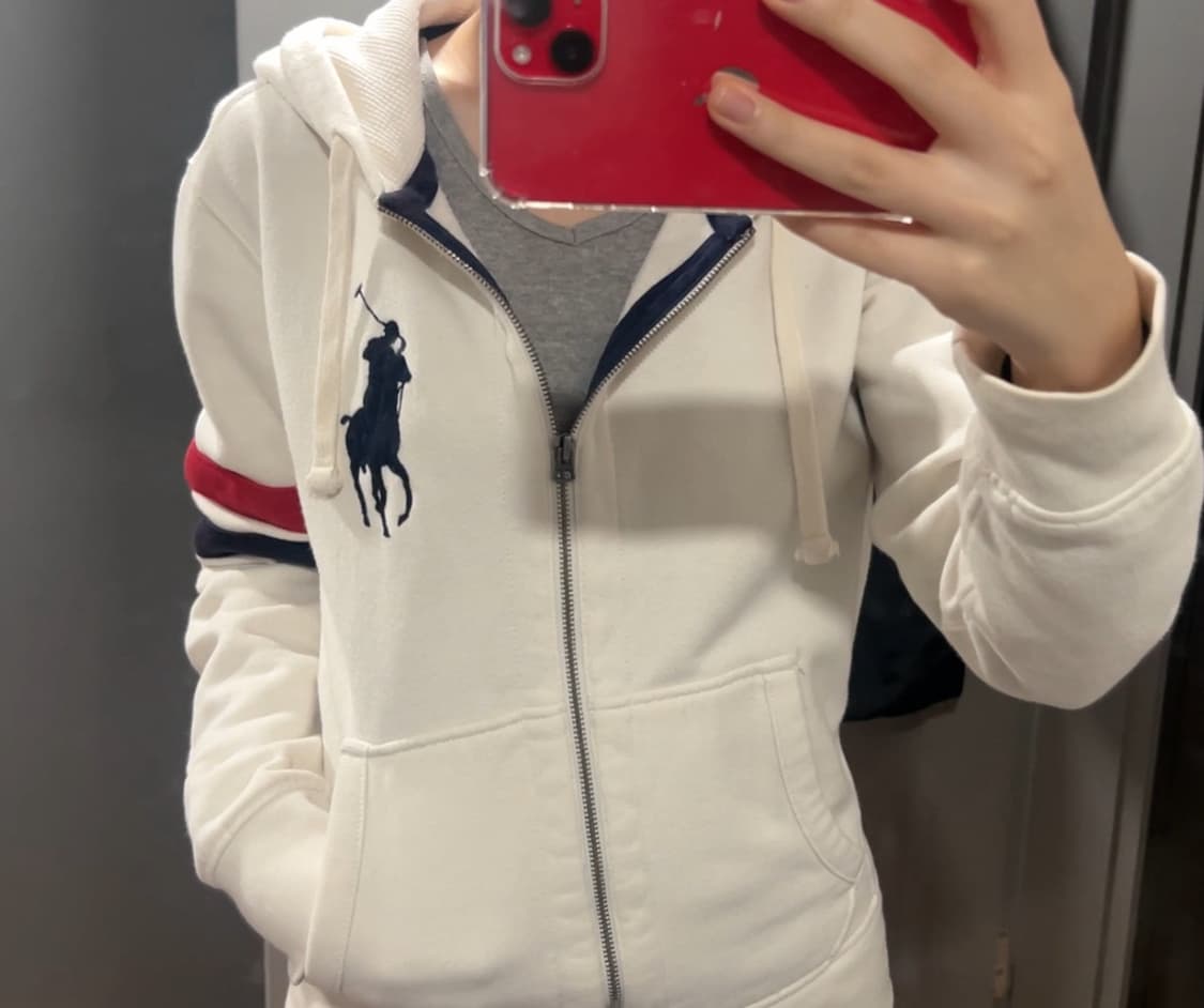 폴로 화이트 후드집업 상품이미지1