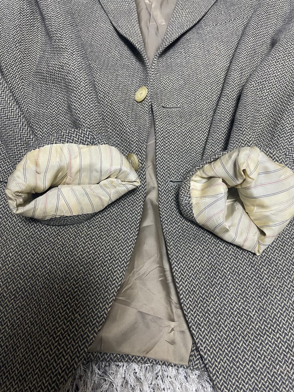 버버리 캐시미어 양모 하운드투스 블레이저 100~105 상품이미지7