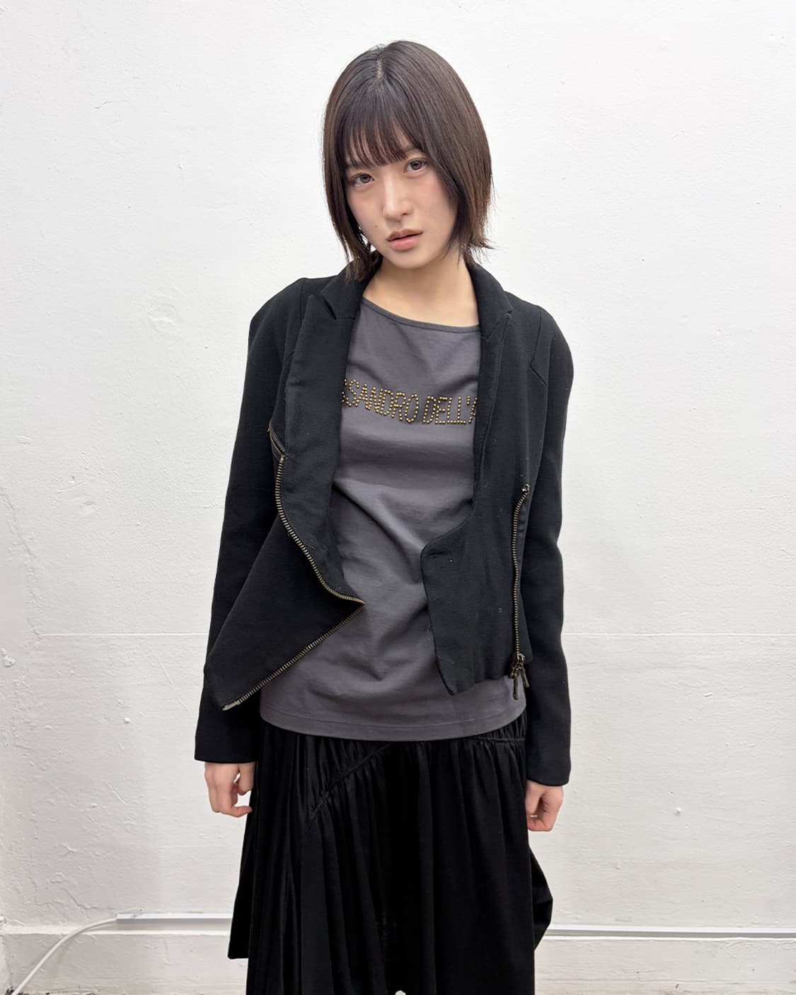 빈티지 비대칭 지퍼 블레이저 상품이미지4