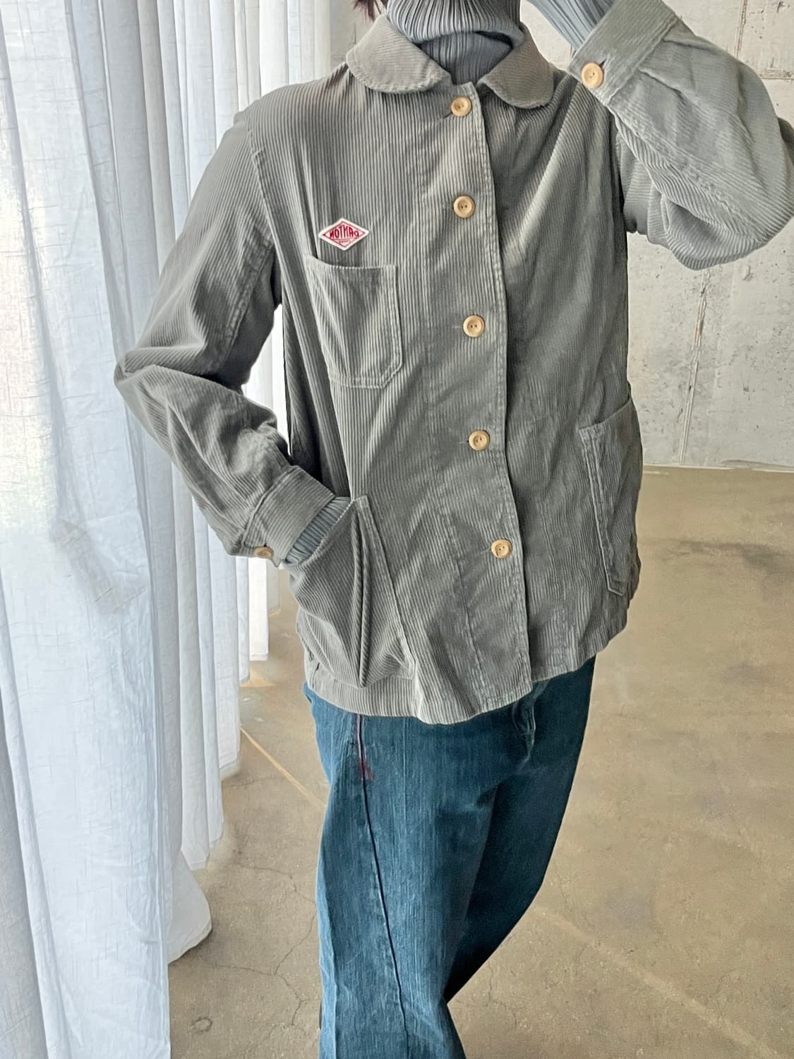 Danton 단톤 코듀로이 셔츠 자켓 세이지그린 상품이미지4