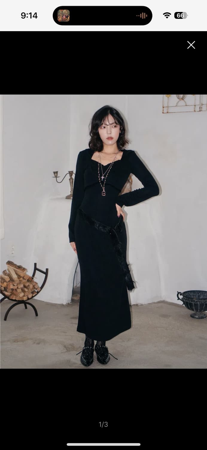 미미몽드 레이스 후디 원피스 블랙 / 연말룩 추천 상품이미지1