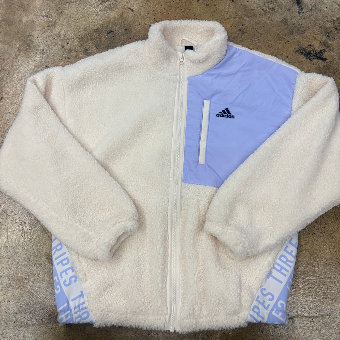 [정품/S] 아디다스 아이보리 뽀글이 플리스 집업 b17 상품이미지2