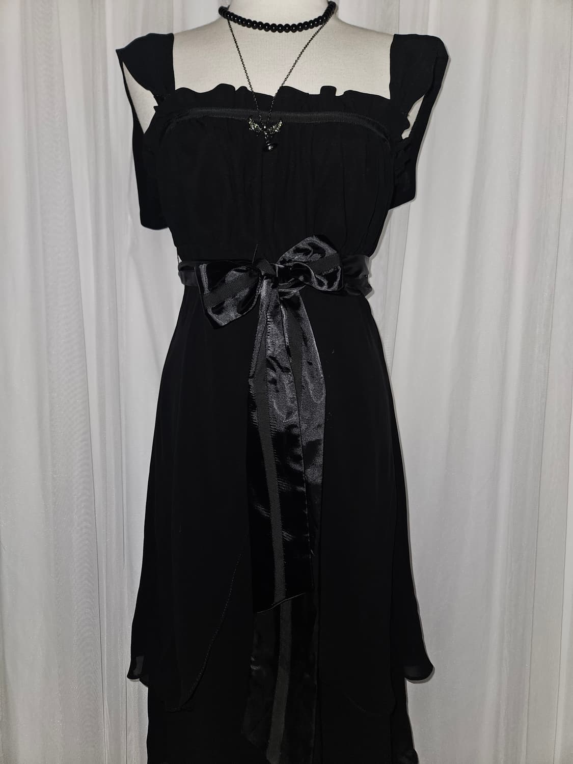 willselection 블랙 리본 히메 드레스 상품이미지3