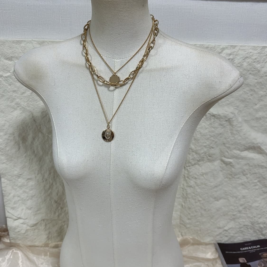 빈티지 쿠바체인 3층 레이어드 목걸이 상품이미지1