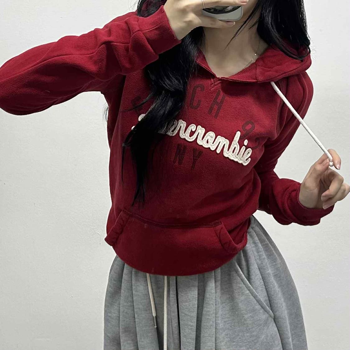 아베크롬비 y2k 여리핏 버건디 스웨트셔츠 후드티(M) 상품이미지1