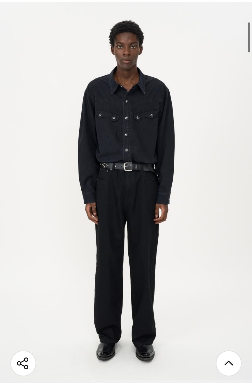 (새상품)(L)인사일런스 워시드 데님 웨스턴 셔츠 WASHED BLACK 상품이미지3