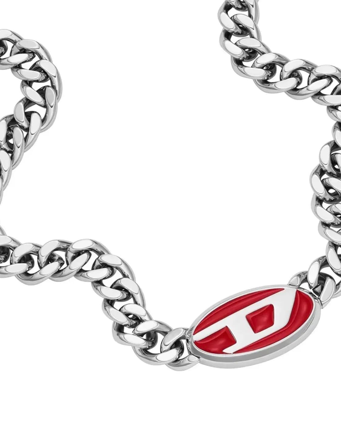 Diesel 디젤 레드 에나멜 로고 체인 목걸이 상품이미지1