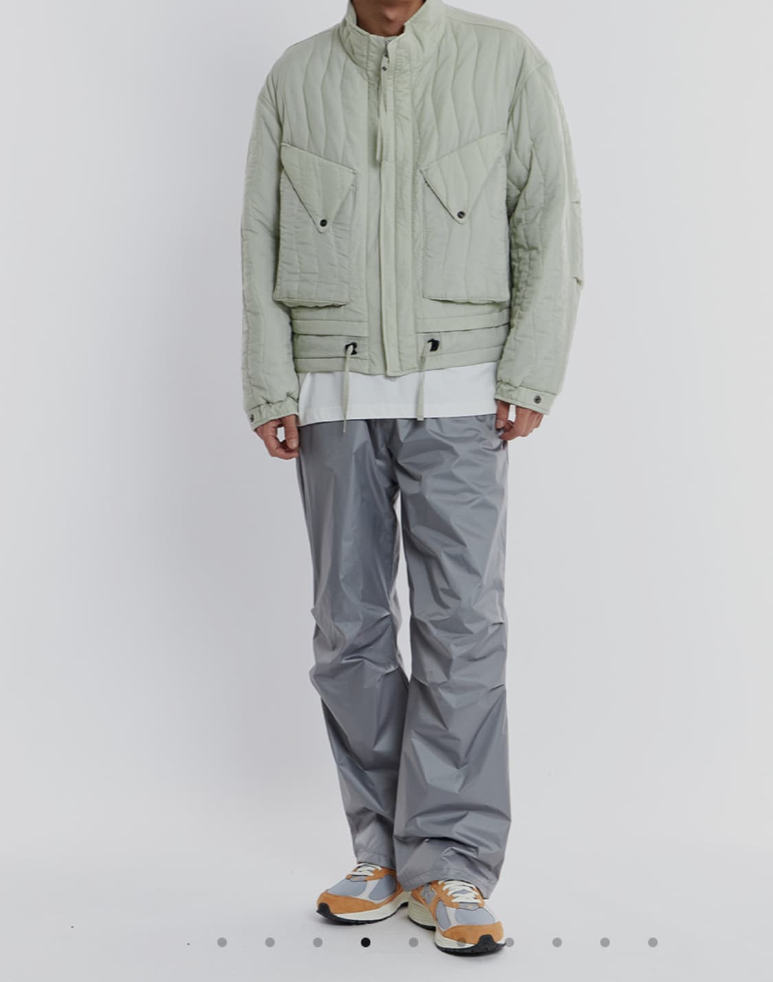 새상품(M)언어펙티드 퀄팅 블루종 자켓 라이트그레이 상품이미지8