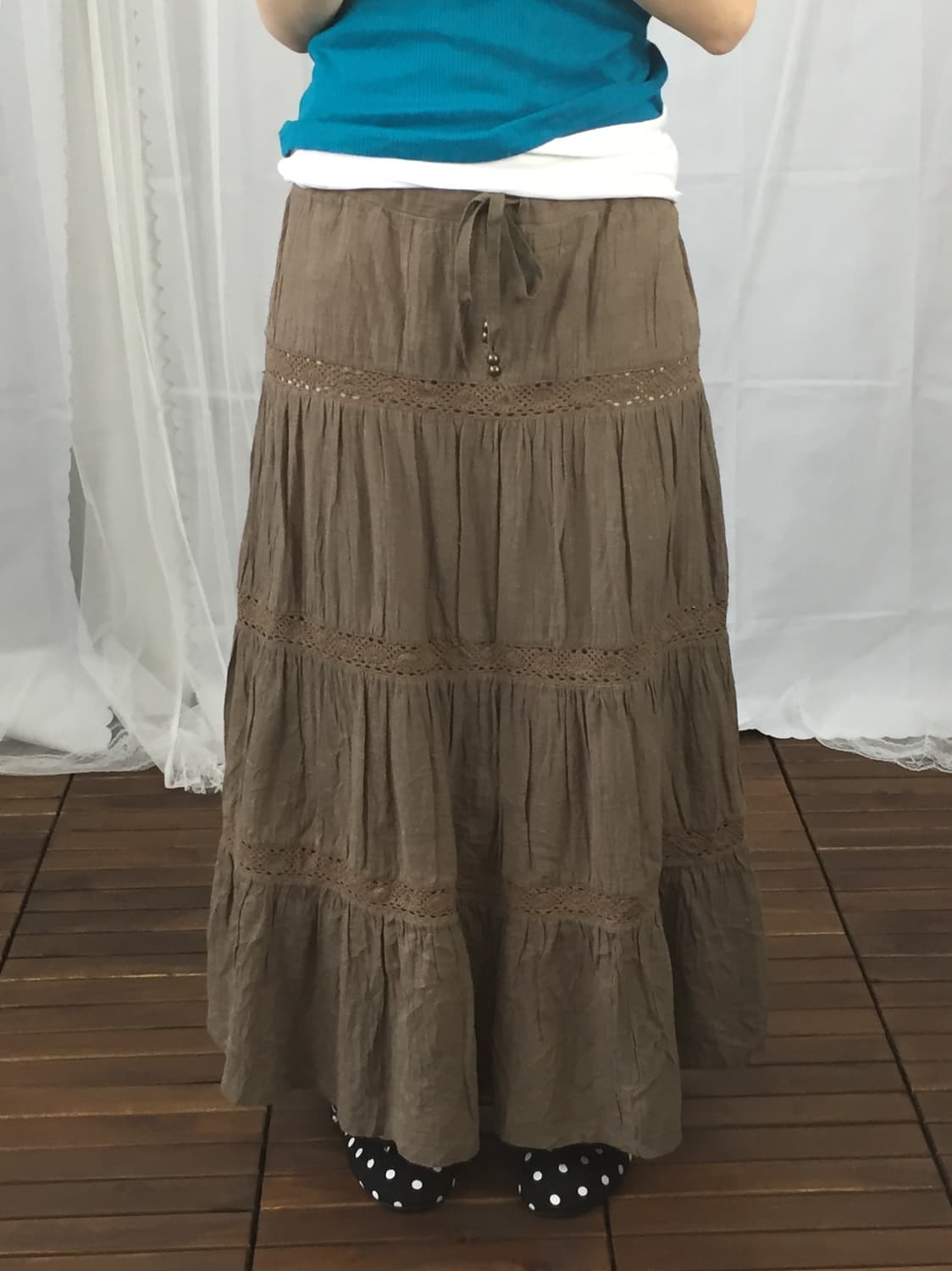 JPN Brown Tiered Skirt 상품이미지1
