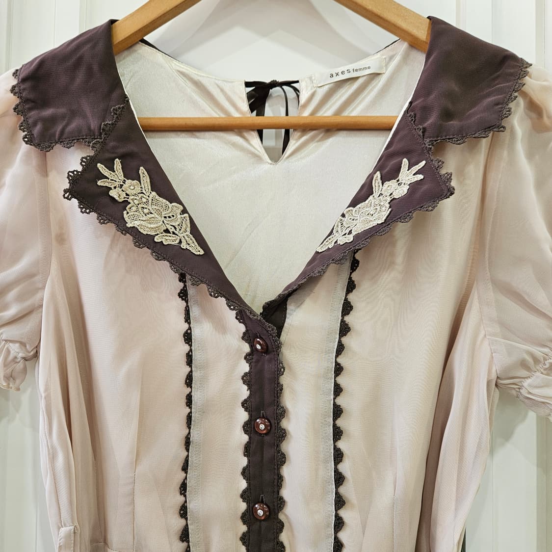 엑시즈팜 (axes femme) 초코말차 배색 쉬폰 원피스 상품이미지4