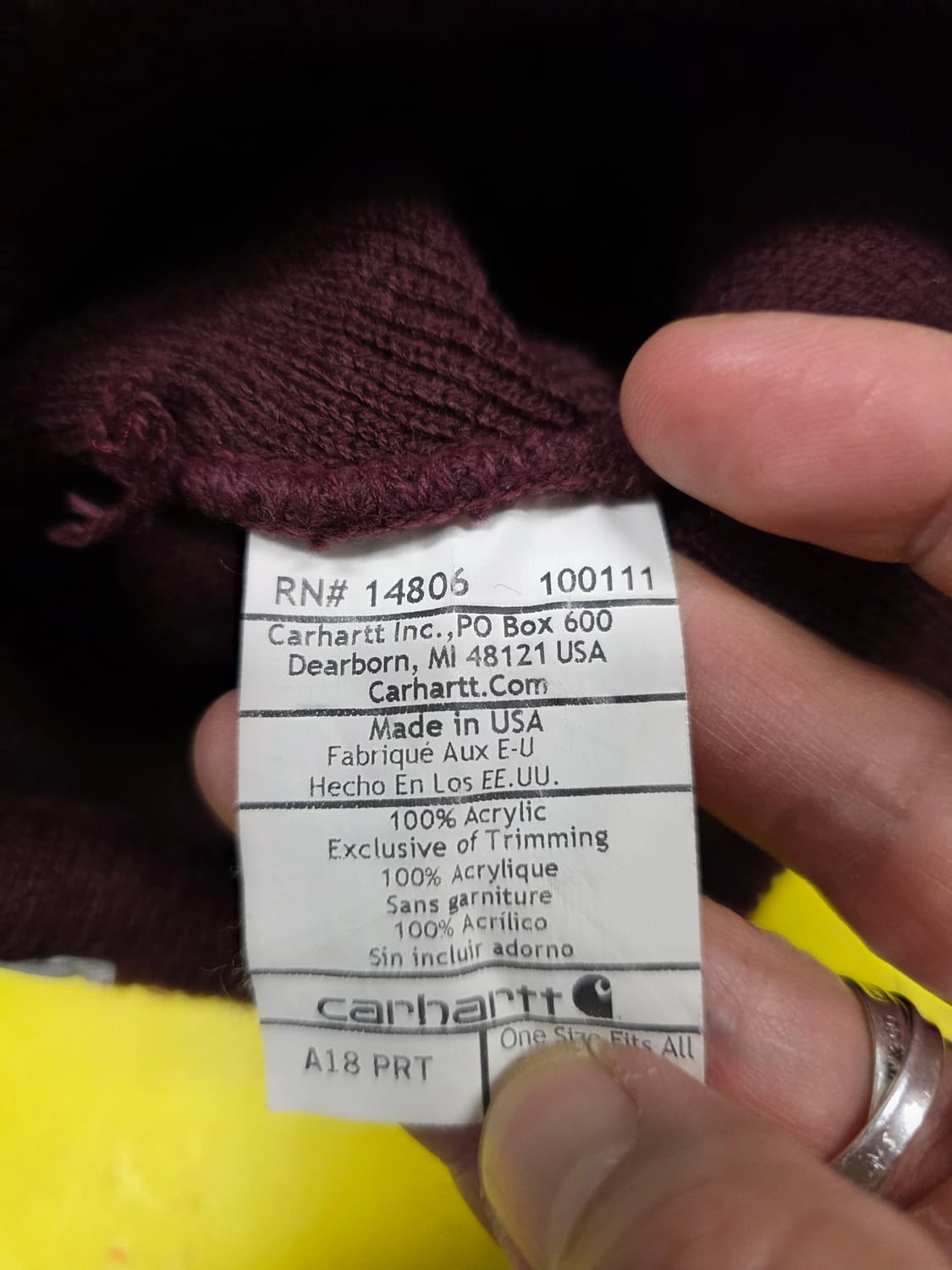 칼하트 아크릴 비니 버건디 상품이미지4
