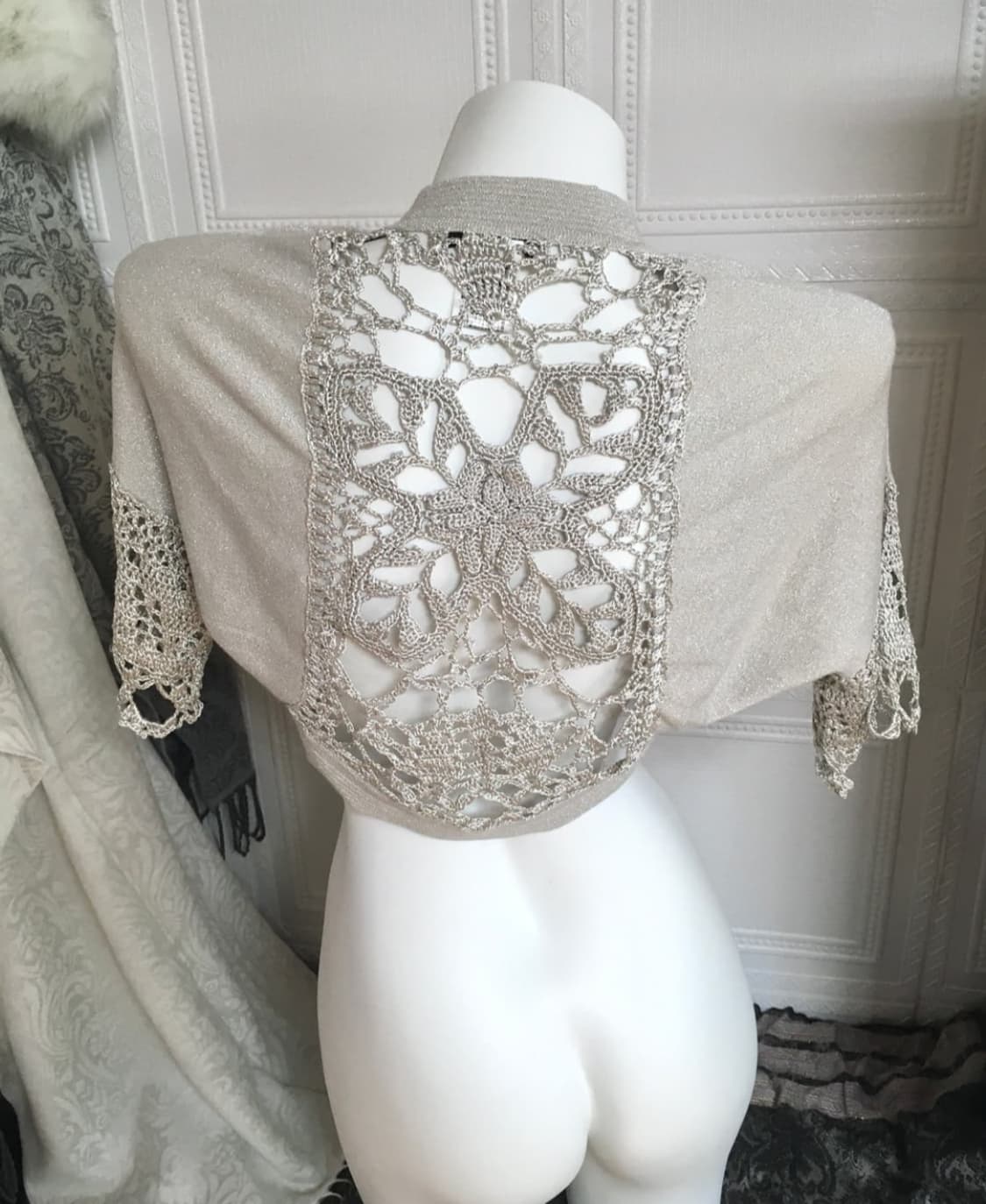 Inpysecond 실버 네트 볼레로 가디건 상품이미지3