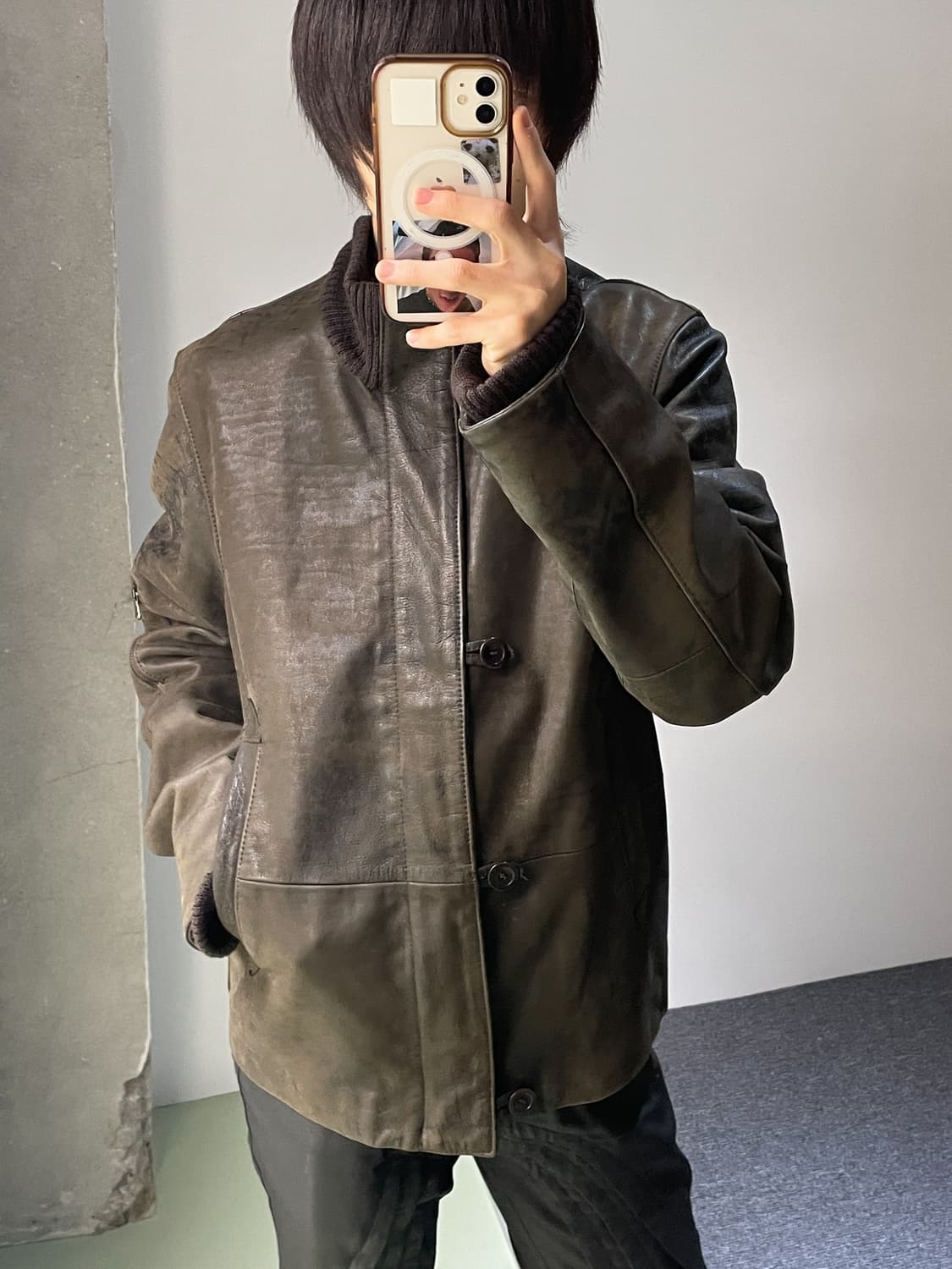 DKNY M-43 카프스킨 레더자켓 상품이미지1