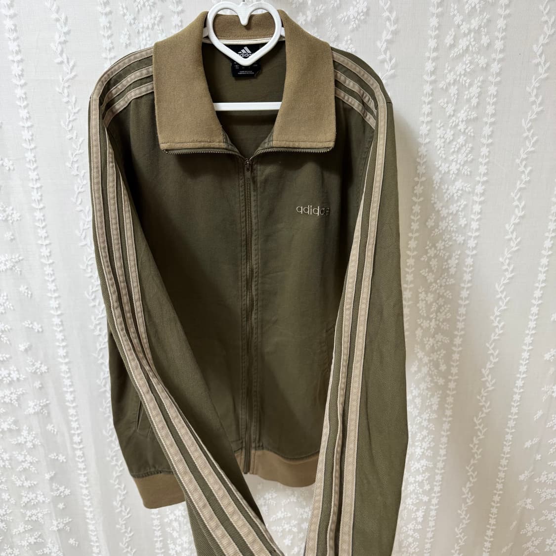 아디다스 카키 브라운 져지 L 100 트랙탑 자켓 베켄바우어 코튼 올리브 상품이미지3