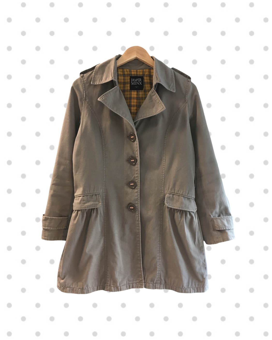 VINTAGE SAFARI CHECK LINING COAT BEIGE 상품이미지6