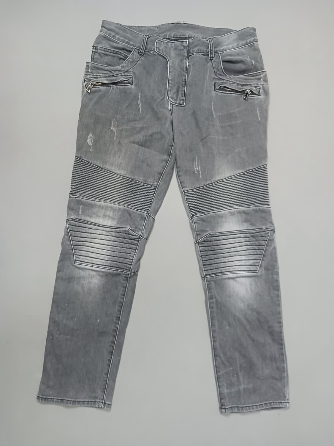 [34] 발망 그레이워싱 와이드 바이커진 청바지 상품이미지1