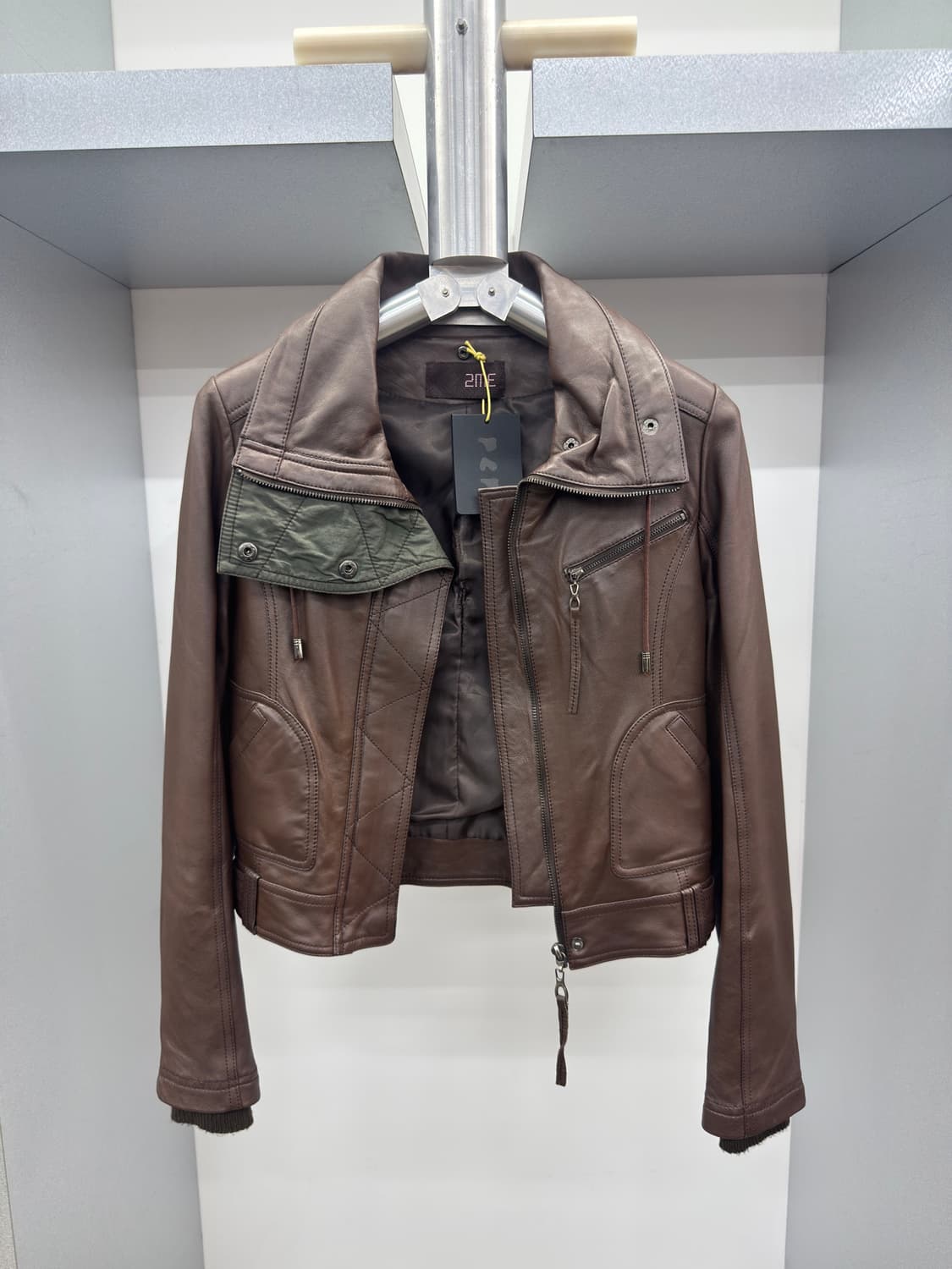 High-neck lamb leather jacket 상품이미지3