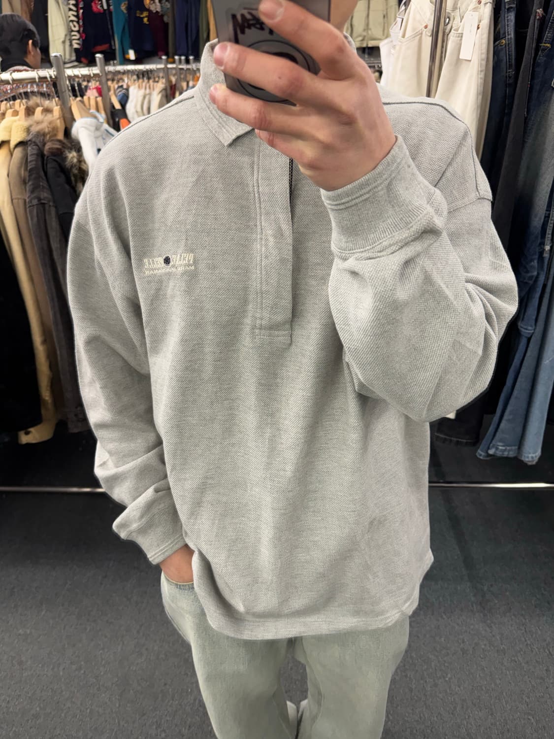 L)펠레펠레 빈티지 그레이 롱슬리브 카라티 상품이미지1