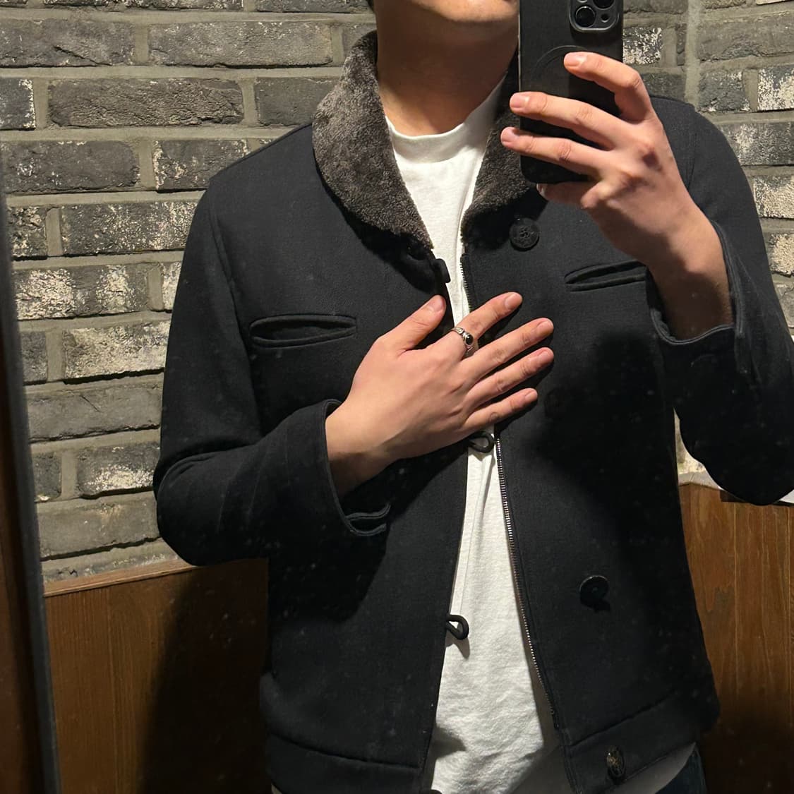 S) 던힐(Dunhill) 시어링 카라 울 혼방 워크 자켓 상품이미지10