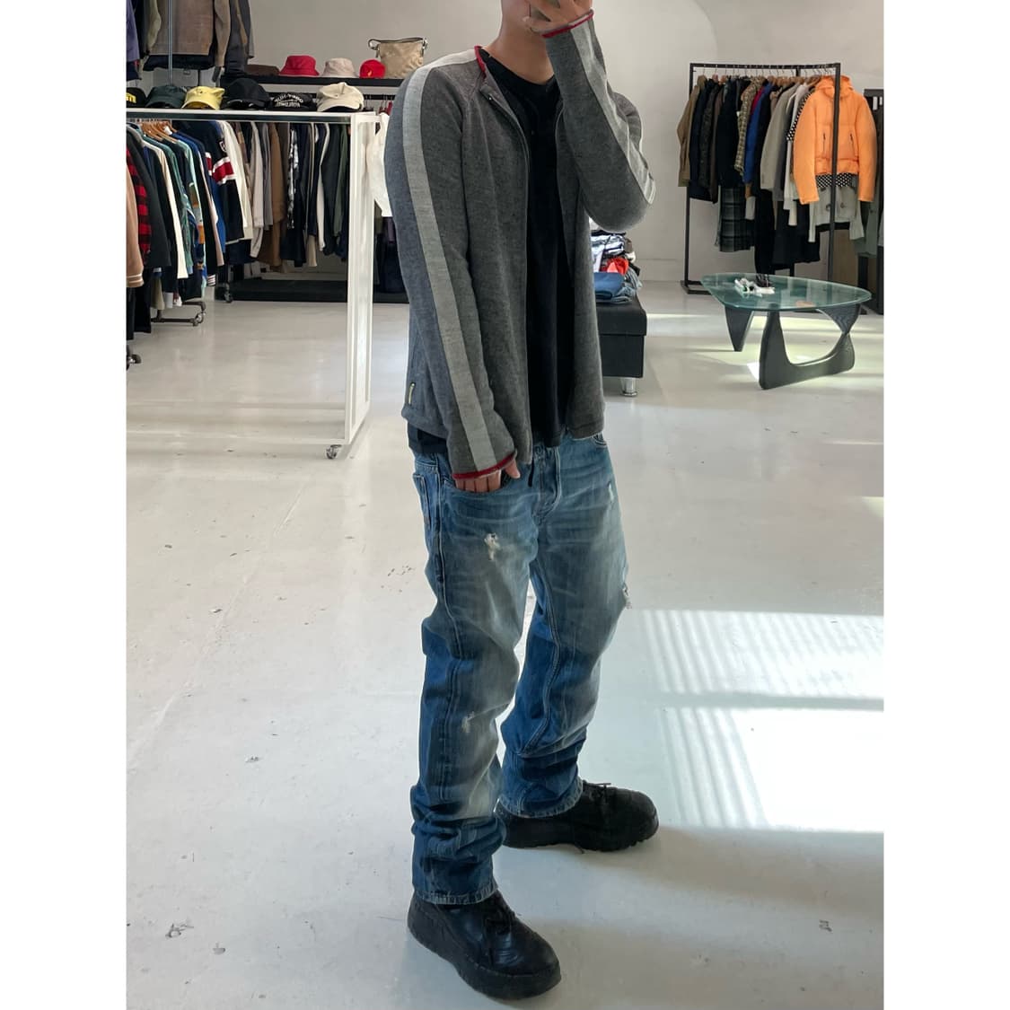 아르마니 진스 사이드 라인 2웨이 니트 집업 상품이미지2