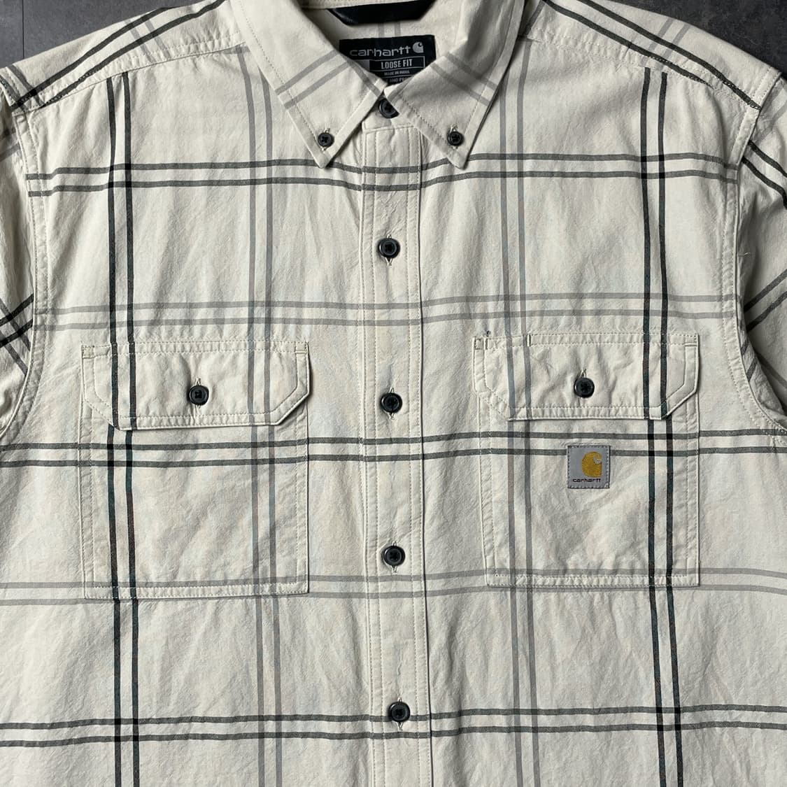 CARHARTT 칼하트 아이보리 체크 다운버튼 반팔 워크셔츠 A01080 상품이미지3