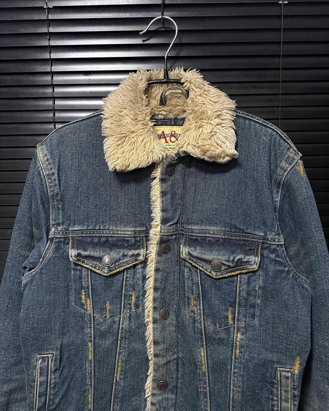 아베크롬비 양털 중청 데님 트러커 쉐르파 워크 청 자켓 워싱 M 95 상품이미지3
