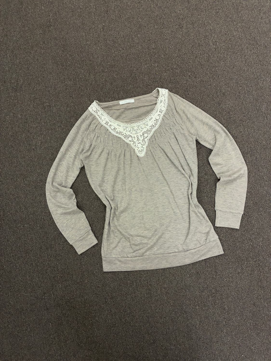 M)Lowrys Farm 빈티지 여성 꽃 레이스 디테일 롱 슬리브 상품이미지3