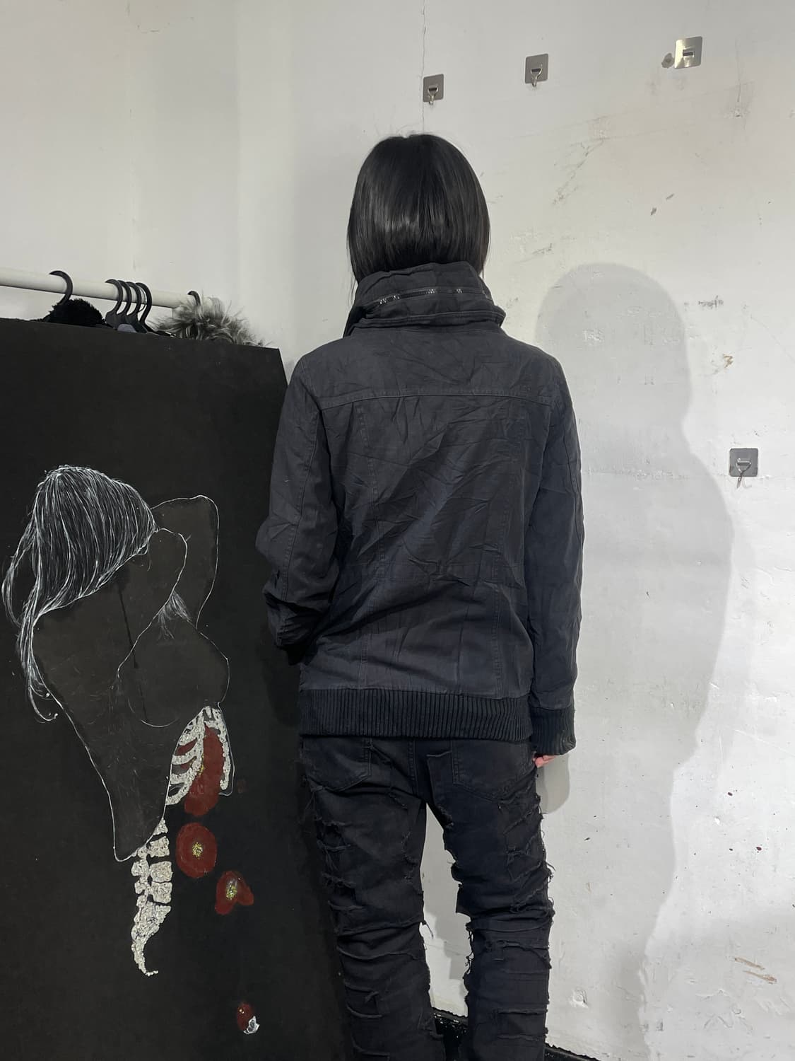 일본빈티지 Azul 블랙 빅후드 3D 포켓 고딕 텍티컬 펑크 자켓 M 상품이미지6