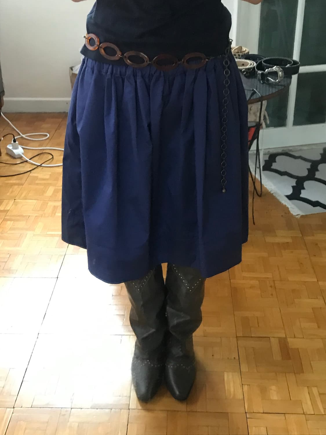 vintage purple banding skirt 상품이미지1