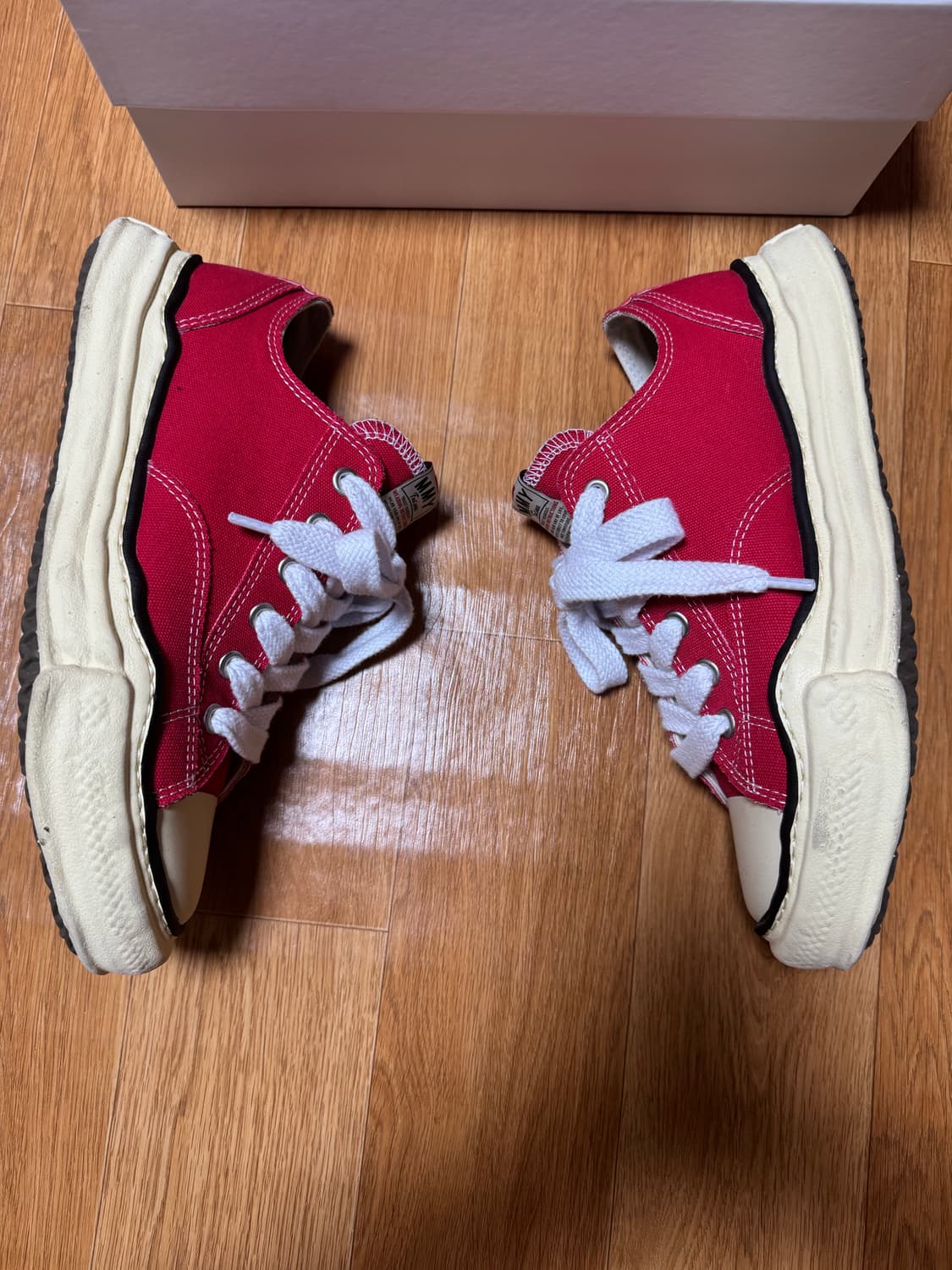 [43] 메종 미하라 야스히로 피터슨 캔버스 로우 스니커즈 레드 상품이미지2