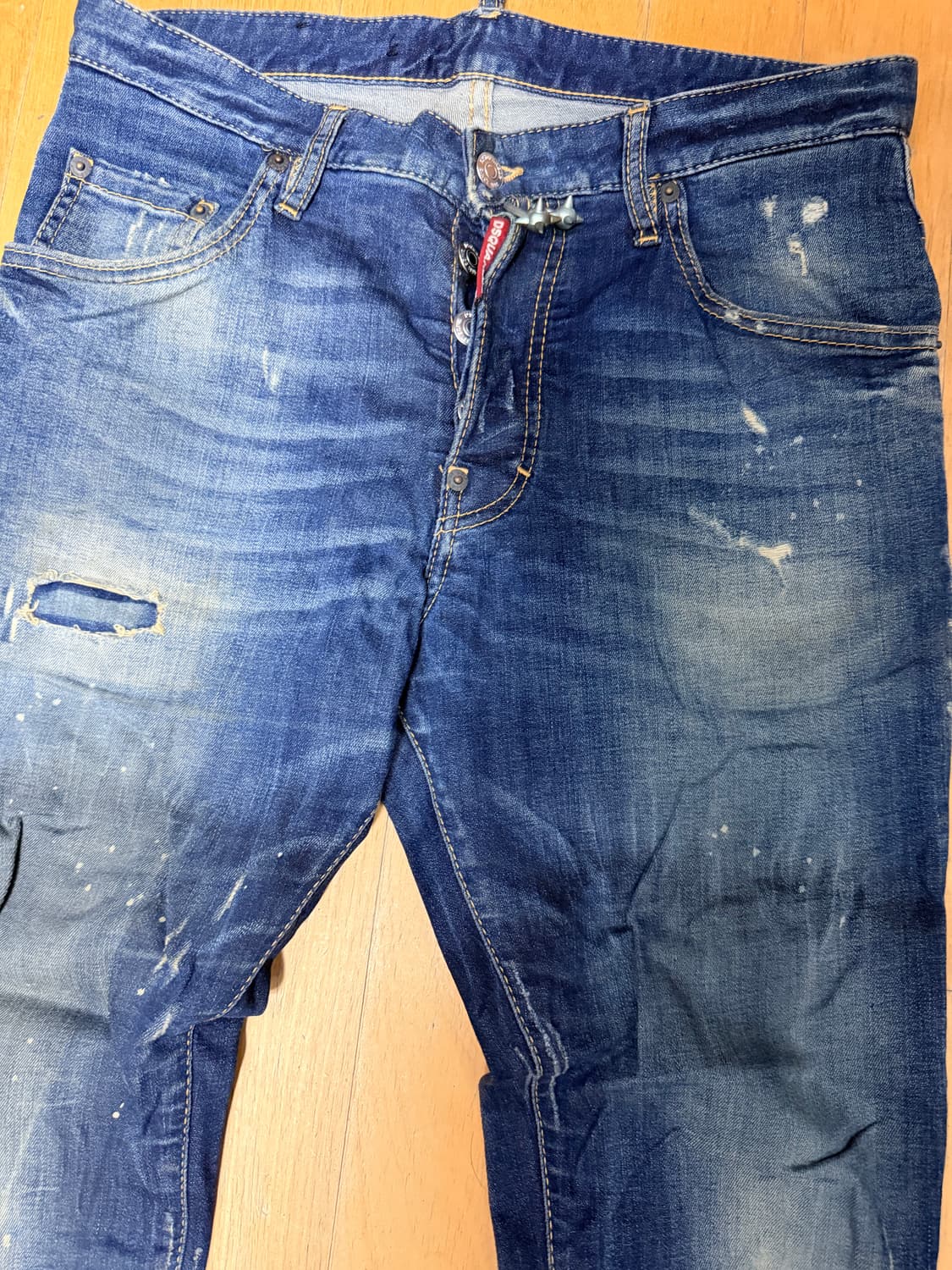 디스퀘어드 더티 디스트로이드 빈티지 워싱 피어싱 데님팬츠 46 상품이미지3