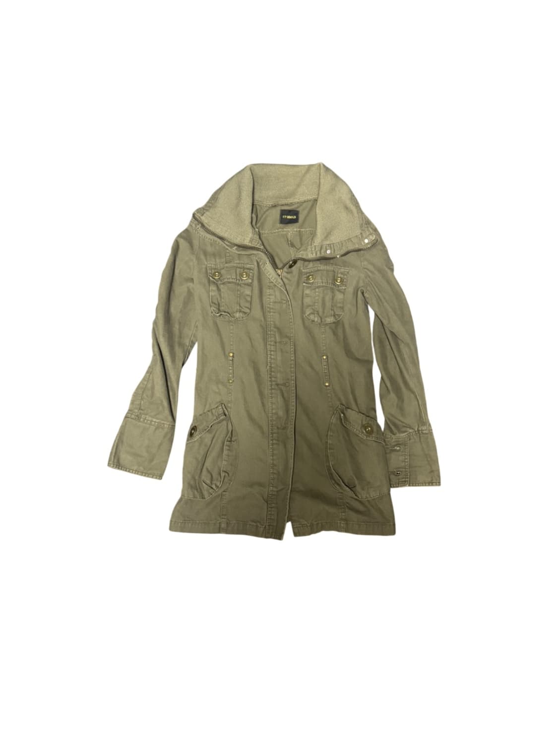 y2k Style Khaki High-Neck Jacket 상품이미지1