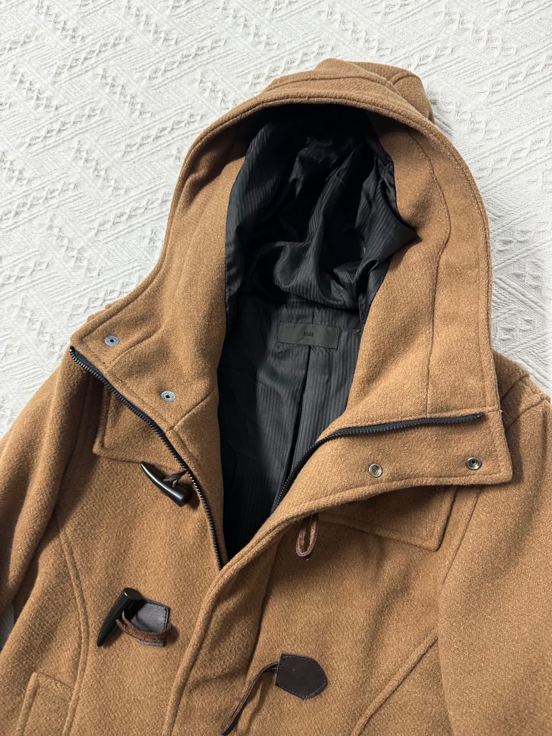 하레 울 블렌디드 하이넥 더플 버튼 코트 상품이미지3