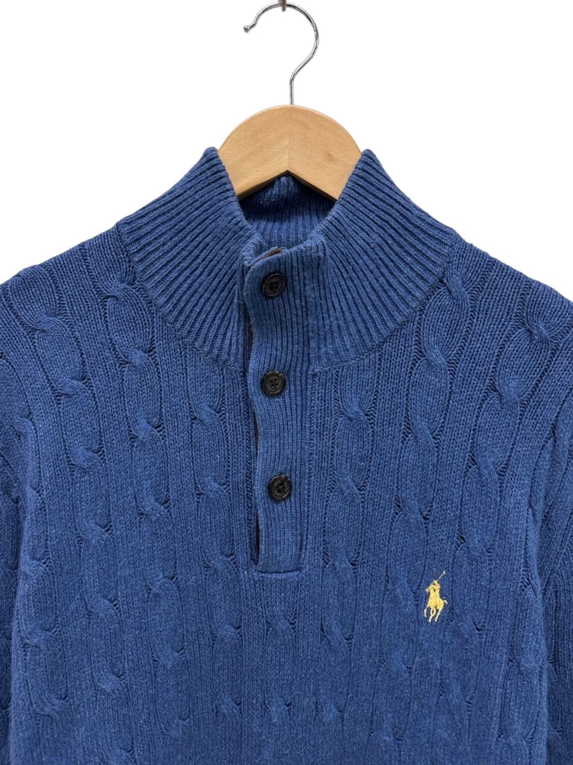 폴로 꽈배기 넥폴라 니트 블루 (L)  상품이미지2