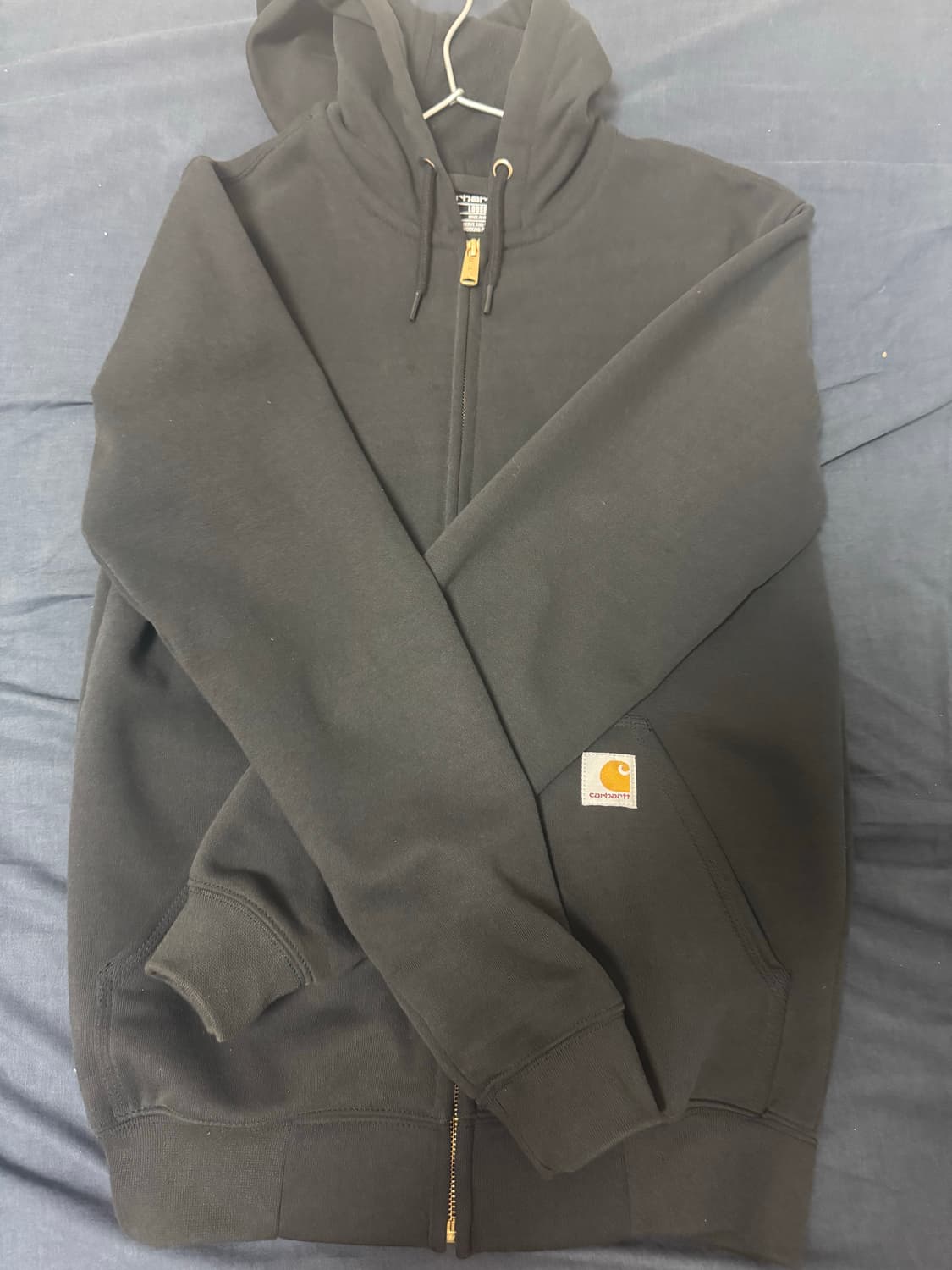 칼하트 루즈핏 미드웨이트 레귤러 풀 집 스웨트셔츠 블랙 상품이미지3